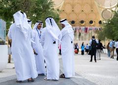 30 November 2023, Dubai, United Arab Emirates: People begin to gather at Expo City in Dubai, venue for COP28, the United Nations climate summit 2023.